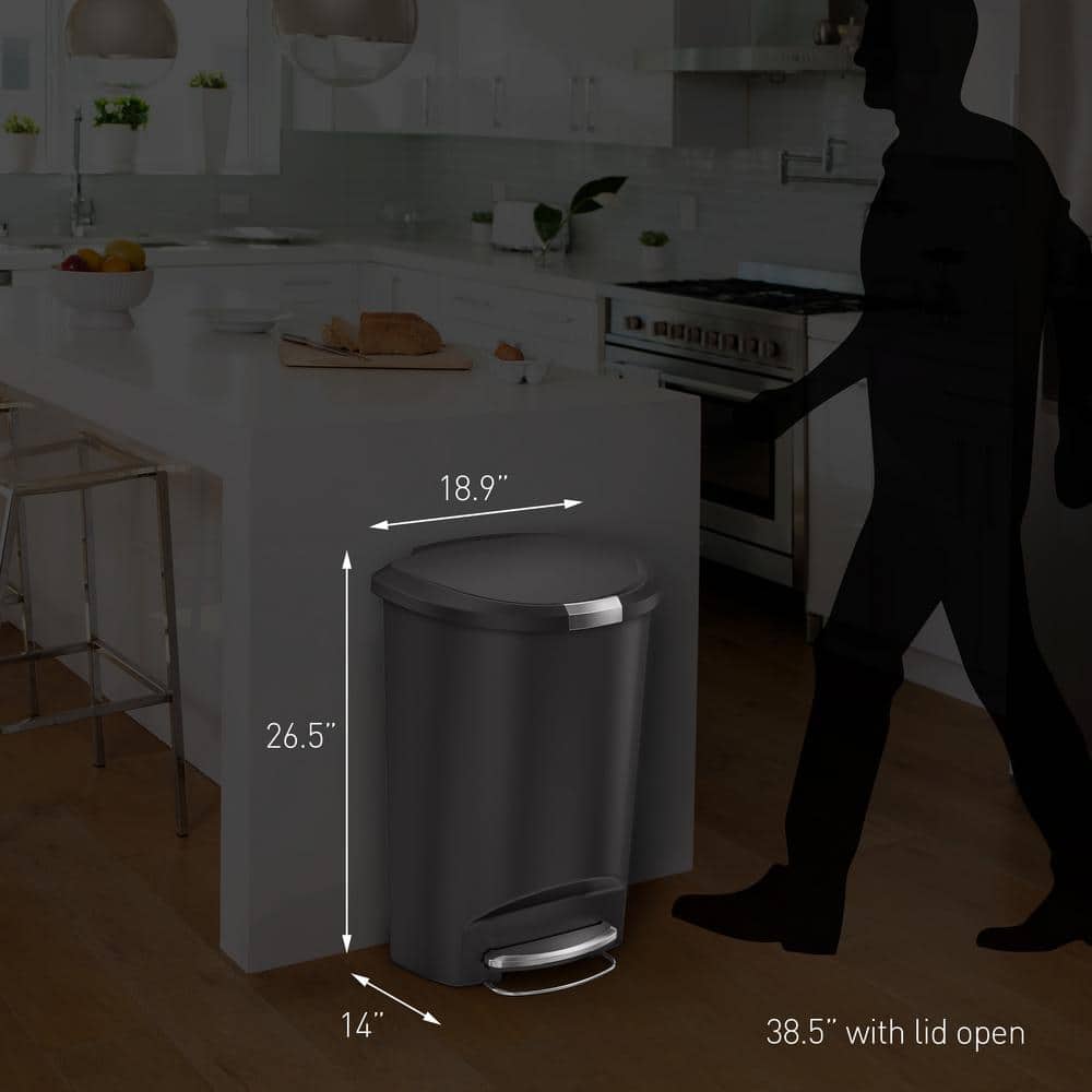 Mocha 50L Semi-Round Plastic Step Trash Can with Steel Pedal