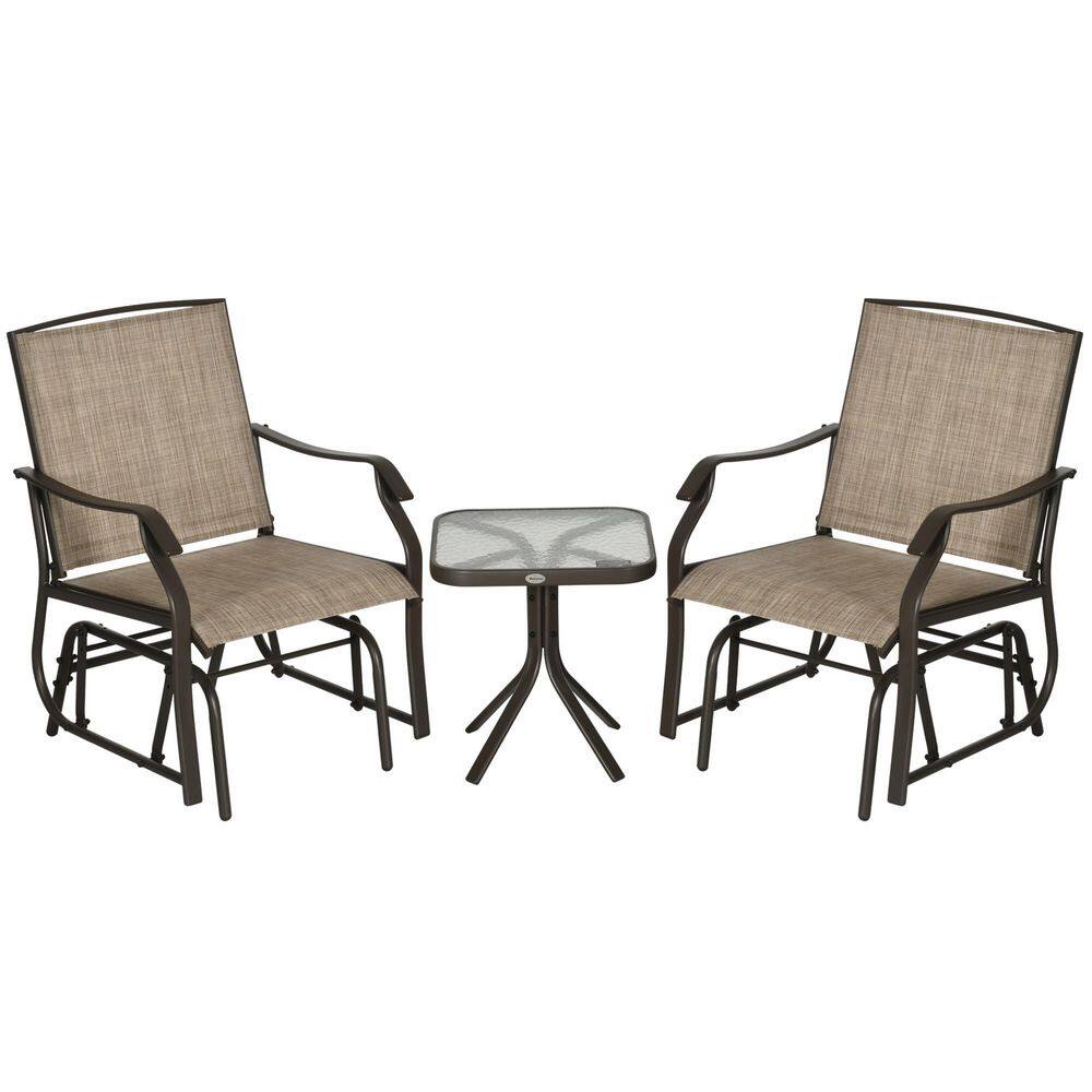 Brown 3-Piece Metal Outdoor Bistro Set for Backyard, Garden and Porch price history on PriceWatchPro