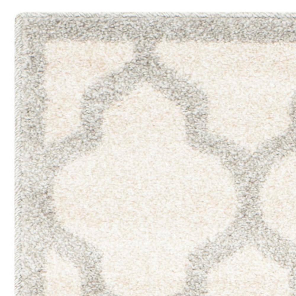 Reversible Beige and Light Grey Geometric Synthetic Runner Rug, 27x15 in