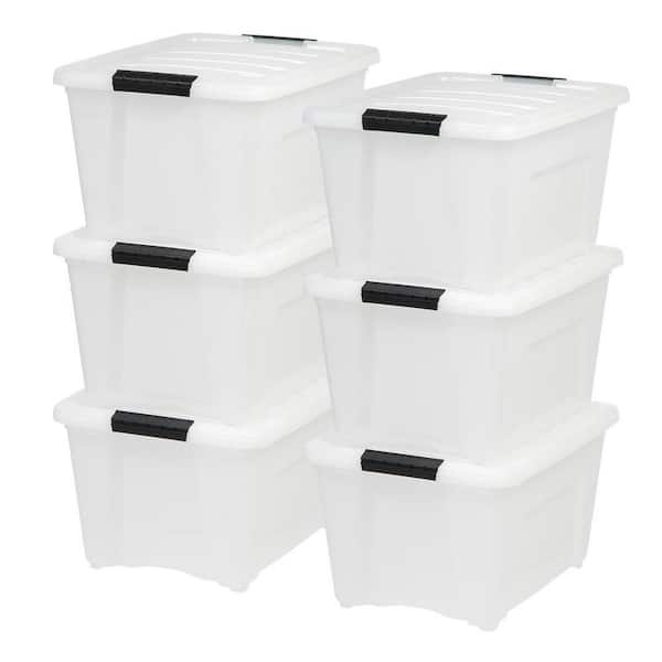 IRIS 32 Qt./8 Gal. Plastic Storage Boxes with Latching Lids, Black (Set of 6)