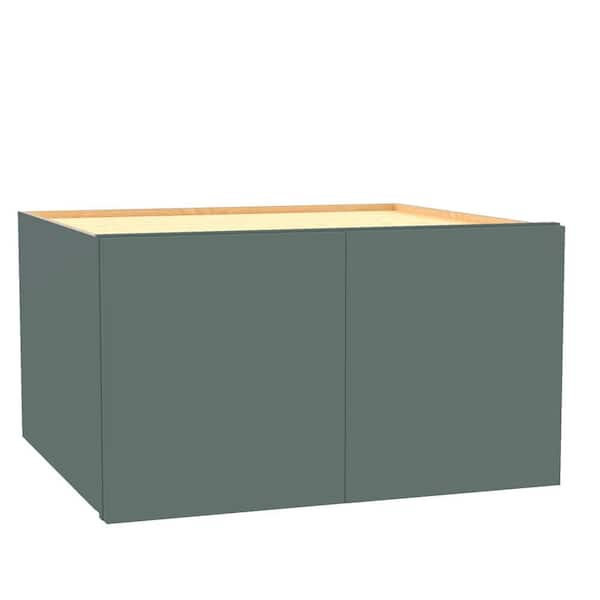 Hargrove 27 in. W x 24 in. D x 12 in. H Assembled Plywood Wall Bridge Kitchen Cabinet in Verdant Green with Soft Close