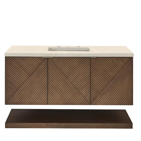 James Martin Vanities Marcello 48.0 in. W x 23.5 in. D x 37.18 in. H Single Bathroom Vanity Chestnut and Eternal Marfil Quartz Top