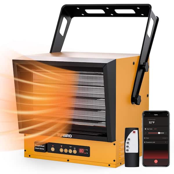 TURBRO 15,000 W Electric Garage Heater, 240V Hard Wired Ceiling Mounted Shop Heater, for Garage, Workshop, WIFI, ETL-Certified