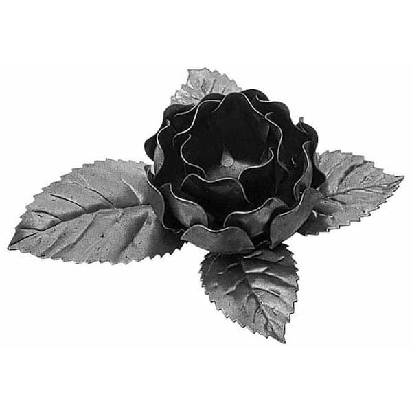 arteferro 5-1/2 in. x 1-9/16 in. Round Stamped Floral Design With Leaves Raw Forged Rosette