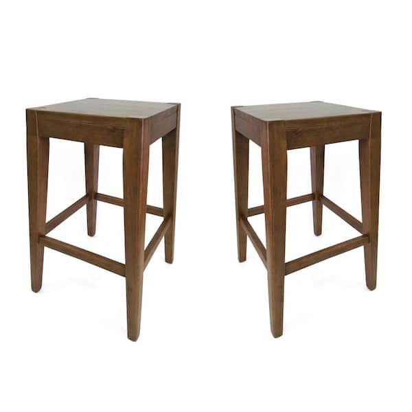 Noble House Farmhouse 26 in. Walnut Counter Stool (Set of 2)