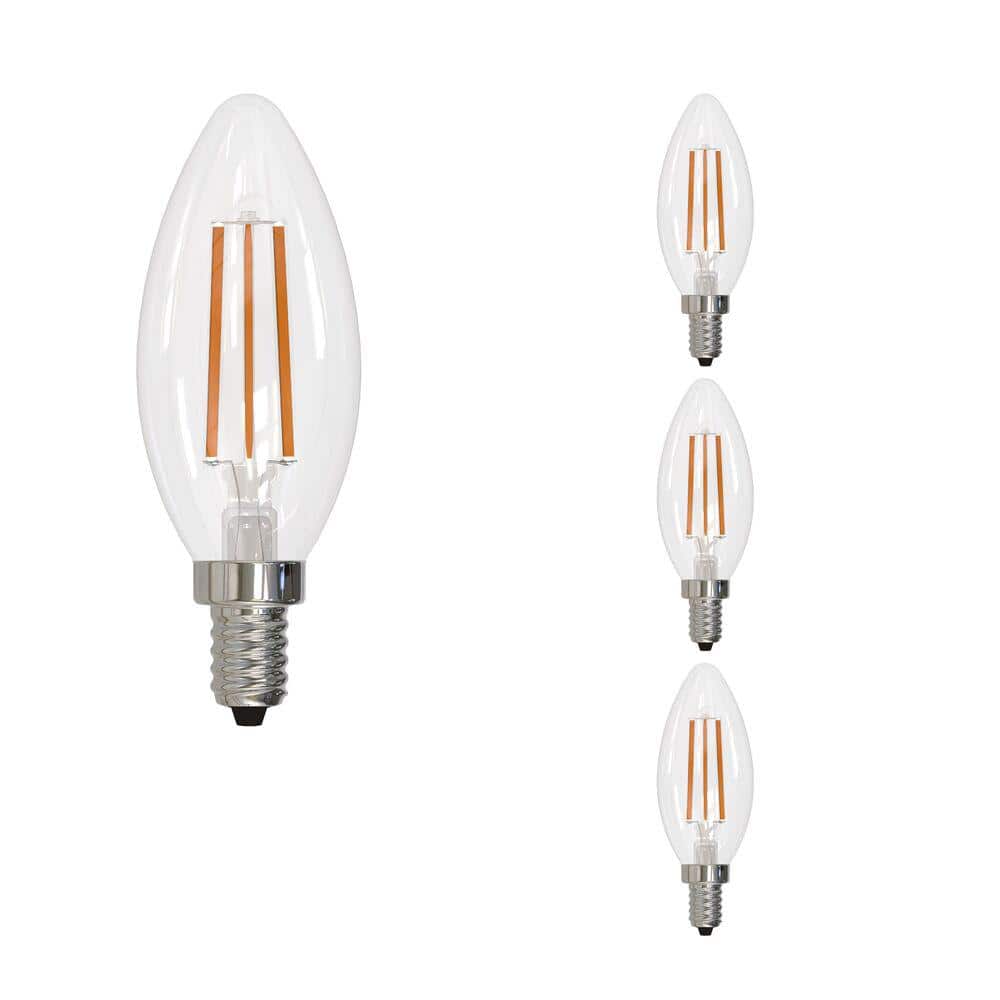 Bulbrite 75 - Watt Equivalent Soft White Light B11 (E12) Candelabra Screw Base Dimmable Clear 3000K LED Light Bulb (4-Pack) -  862842