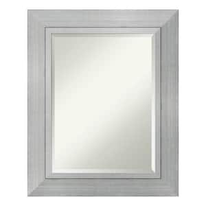 Romano Silver 25.25 in. x 31.25 in. Beveled Rectangle Wood Framed Bathroom Wall Mirror in Silver