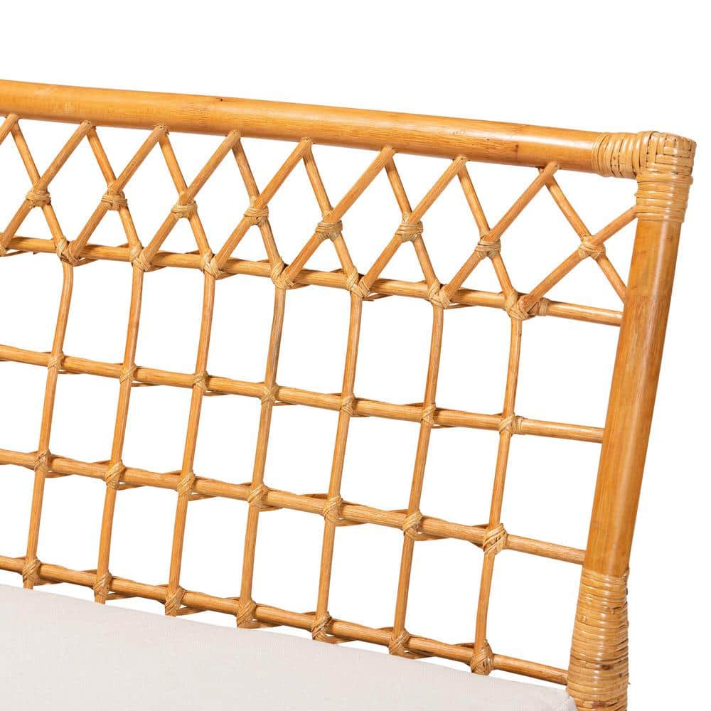 Capella Honey Rattan Bohemian Dining Bench with Cushion