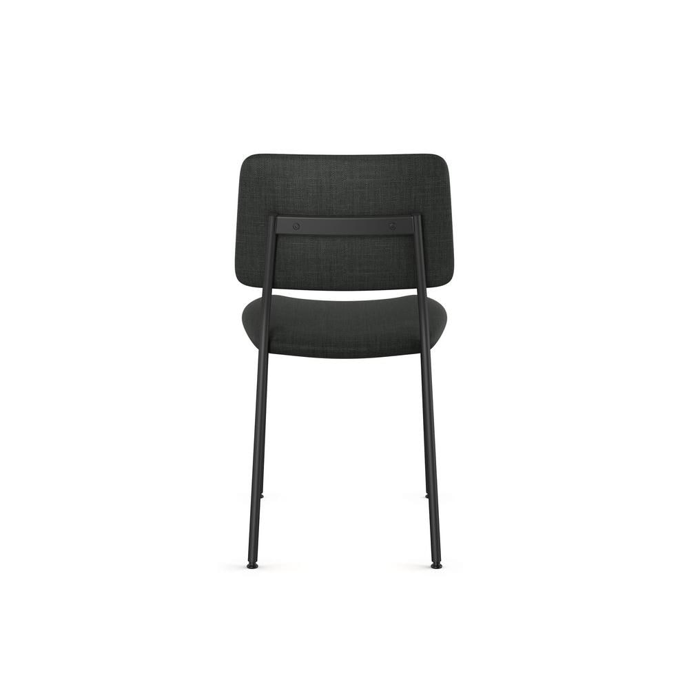High Back Black Polyester and Bronze Metal Side Chair