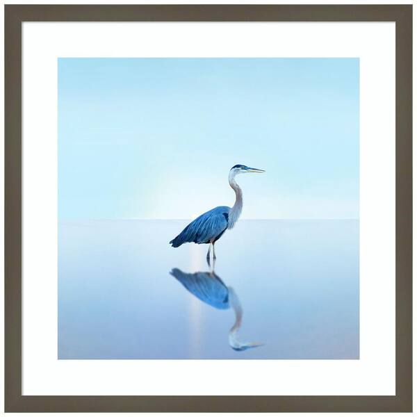 Amanti Art "Beachscape Heron II" by James McLoughlin 1 Piece Wood Framed Color Animal Photography Wall Art 21-in. x 21-in. .