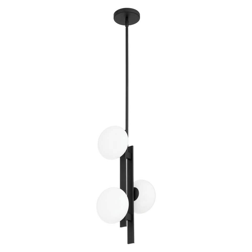 Julep 12 in. 3-light Matte Black Pendant Light with Opal Glass Shades price history on PriceWatchPro