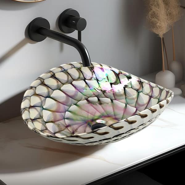 Murano 19 in. Vessel Bathroom Sink in Nautilus Brown Glass