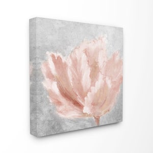 30 in. x 30 in. "Beautiful Large Flower Pink Grey Textured Painting" by Lanie Loreth Canvas Wall Art