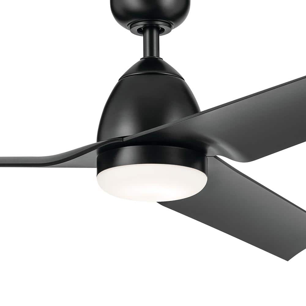 54-Inch Black Modern Ceiling Fan with LED Light and Remote