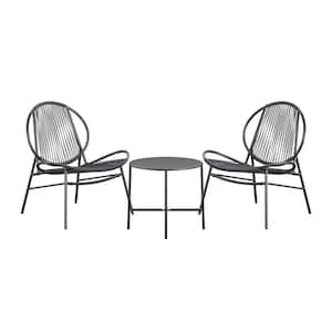 Marilyn Poolside Gossip Charcoal 3-Piece Metal with Resin Weave Patio Conversation Set