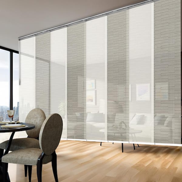 EMOH Alabaster Ash 130 in.- 175 in. W x 94 in. L Adjustable 8-Panel Satin Nickel Double Rail Panel Track with 23.5 in. Slates