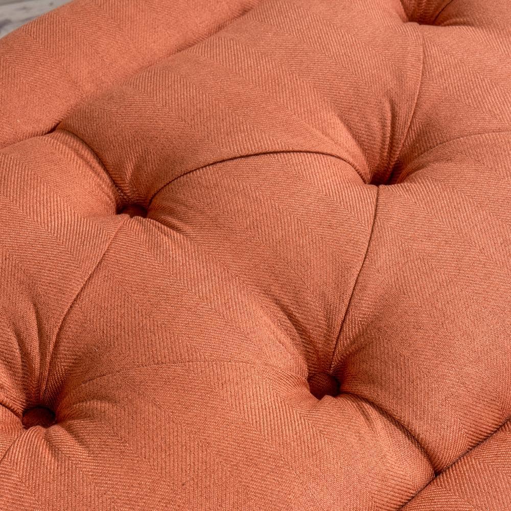 Mid-Century Modern Orange Tufted Rectangular Accent Ottoman