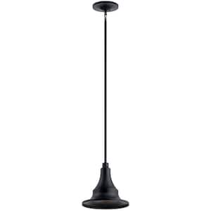Hampshire 1-Light 13.25 in. Textured Black Outdoor Hanging Pendant Outdoor Light with Semi Flush Option (1-Pack)