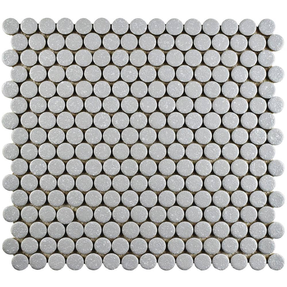 Merola Tile Hudson Penny Round Crystalline Grey 12 in. x 12 Merola Tile Hudson Penny Round Crystalline Grey 12 in. x 12