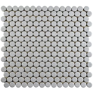 Hudson Penny Round Crystalline Grey 12 in. x 12 in. Porcelain Mosaic Tile (10.74 sq. ft. / Case)