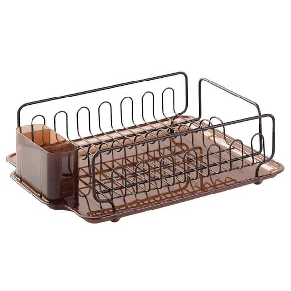 Amber/Bronze Compact Metal Kitchen Sink Dish Drying Rack by mDesign