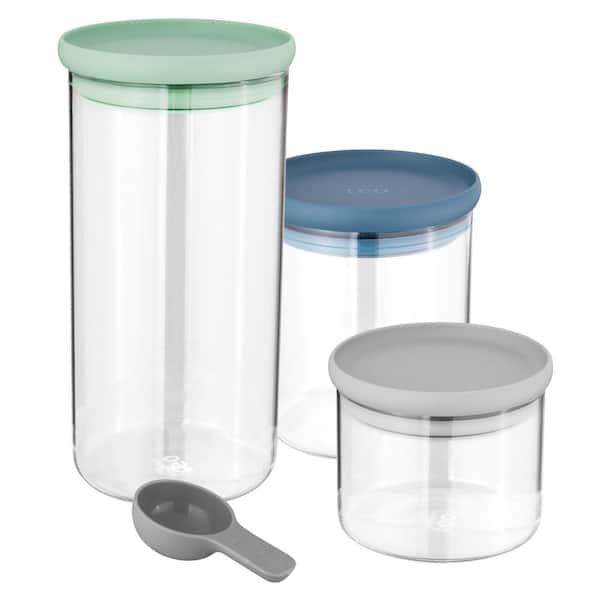 9 Pieces Airtight Glass Jars with Bamboo Lids & Spoons 40 oz Food
