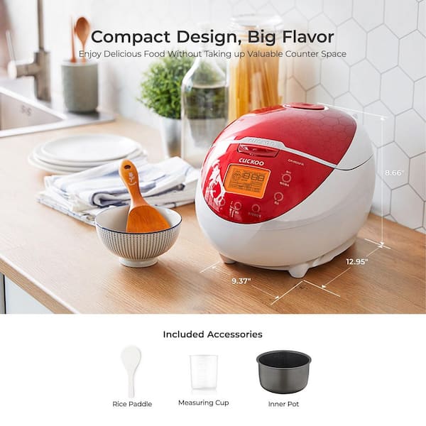 Cuckoo 6-Cup Red and White Micom Rice Cooker CR-0655F - The Home Depot