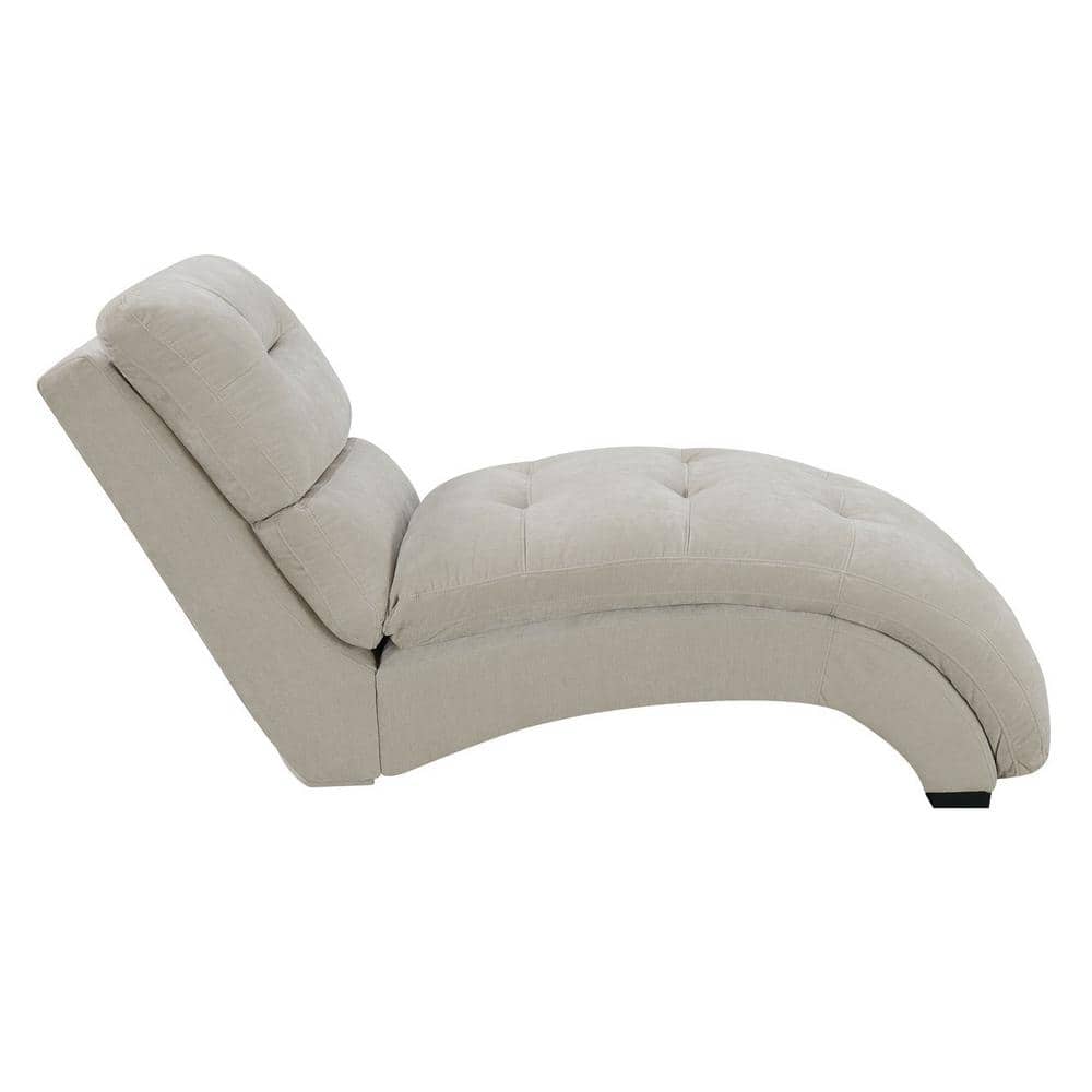 Beige Microfiber Square Tufted Chaise Lounge