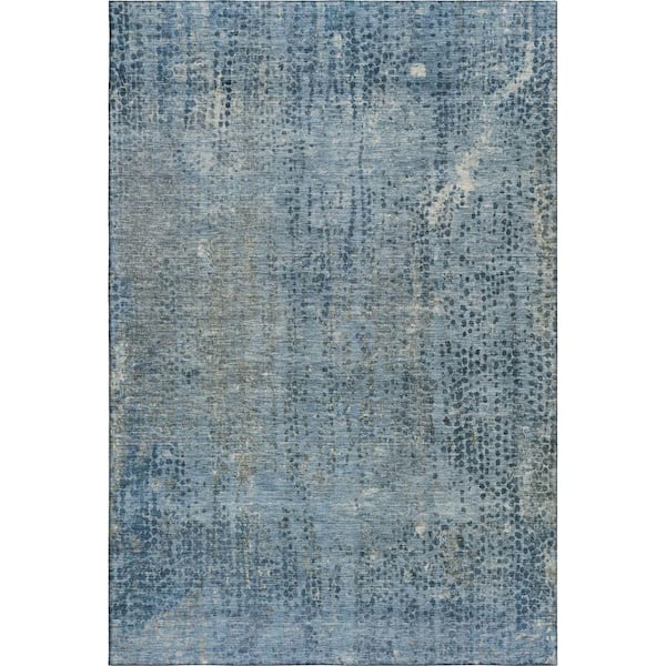 Mayfield Premium Machine Washable Abstract AMF2088 Blue 3 ft. x 5 ft. Area Rug