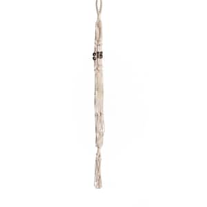 42 in. Off White Woven Cotton Beaded Cotton Woven Plant Hanger with Brown Beads