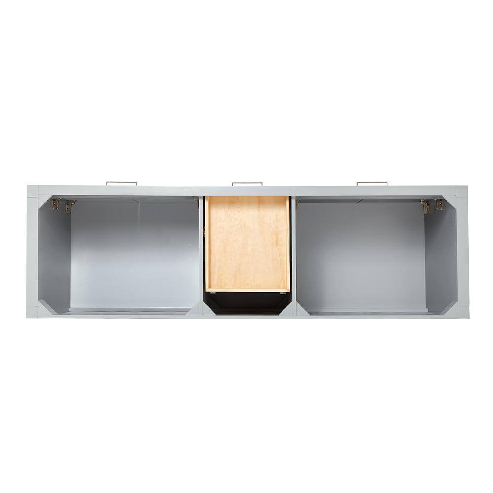 Grey Double Freestanding Vanity with White Marble Top