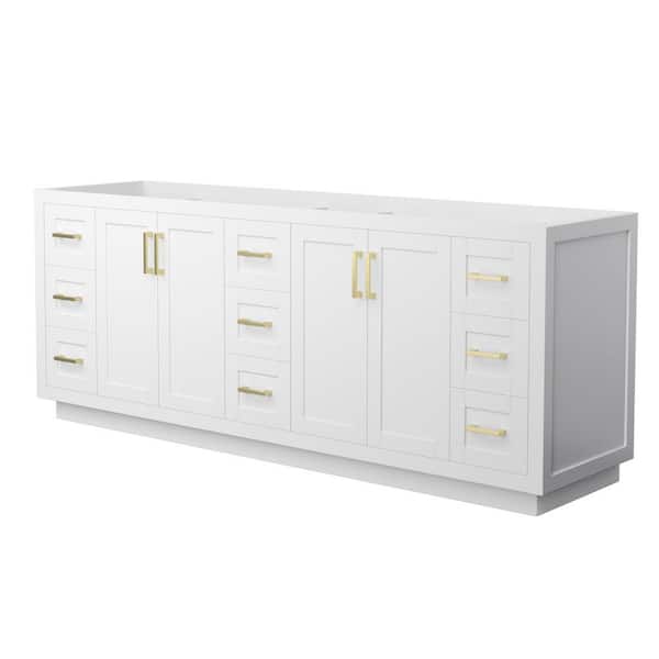 Wyndham Collection Miranda 83.25 in. W x 21.75 in. D x 33 in. H Double Bath Vanity Cabinet without Top in White