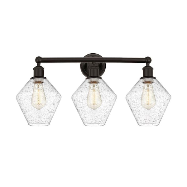 Cindyrella 26 in. 3-Light Oil Rubbed Bronze Vanity Light with Glass Shade