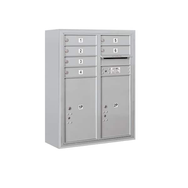 Salsbury Industries 3800 Horizontal Series 6-Compartment with 2-Parcel Locker Surface Mount Mailbox