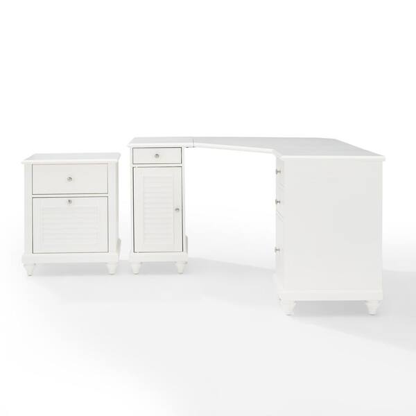 Crosley Furniture Palmetto 50 63 In Corner White 4 Drawer Executive Desk With File Cabinet Kf65014wh Crosley Furniture Palmetto 50 63 In, White Computer Desk With File Cabinet