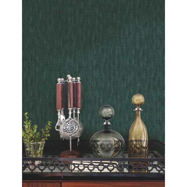 Warner Green Bryson Evergreen Feathered Texture Wallpaper Sample