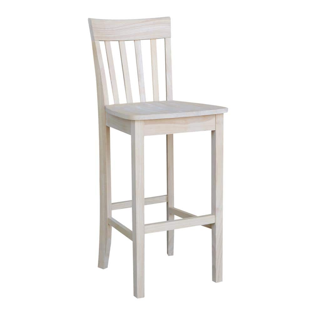 Solid Parawood Slatback Barstool 46" Unfinished Traditional Design