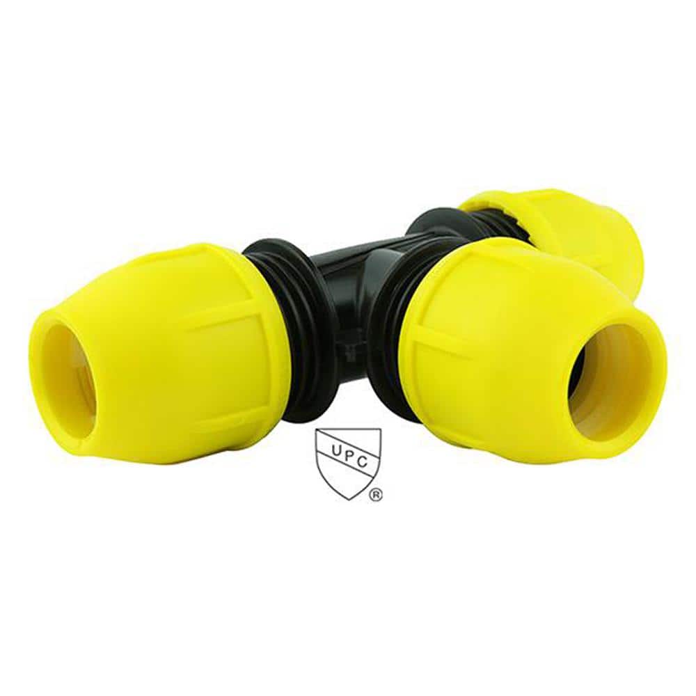 HOME-FLEX 1/2 in. IPS DR 9.3 Underground Yellow Poly Gas Pipe Tee  18-401-005 - The Home Depot