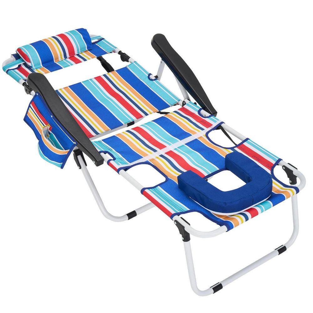 Outdoor Reclining Beach Pool Camping Chair 3-in-1 Convertible Tanning Chair with Face Hole Folding Chaise Lounge Chair price history on PriceWatchPro