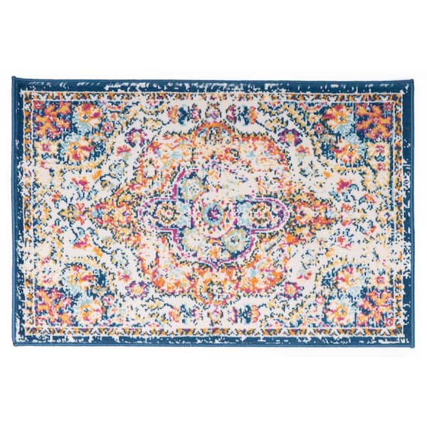 World Rug Gallery Vintage Distressed Bohemian 2 ft. x 3 ft. Multi Area Rug
