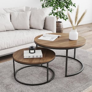 Stella 40 in. 2-Piece Grey Wash Rectangle MDF Wood Top Coffee Table with Nesting Tables