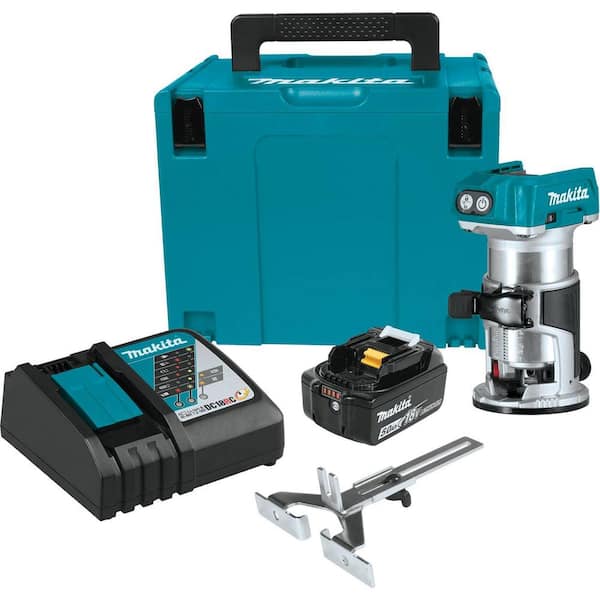 Makita 18V LXT Lithium-Ion Brushless Cordless Compact Router Fixed Base Starter Kit (5.0 Ah)