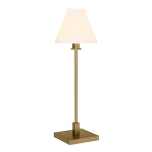 Clement 28 in. Brass Finish Table Lamp with Fabric Shade