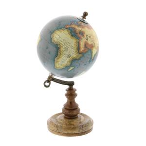 10 in. Brown Plastic Decorative Globe with Wood Base