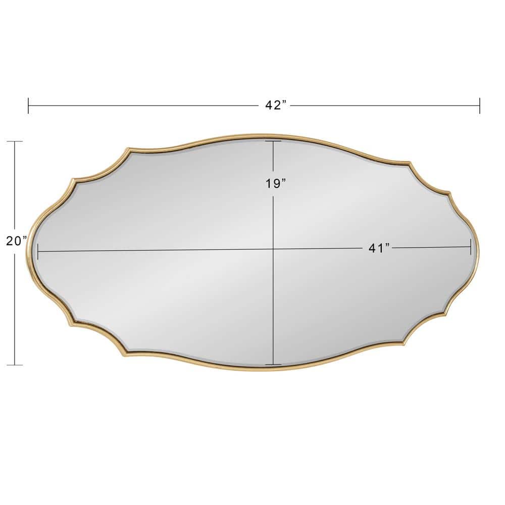 Leanna Gold Leaf Scalloped Oval Wall Mirror 20x42