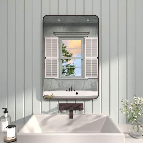 TaiMei 24 in. W x 36 in. H Rectangular Framed Wall Bathroom Vanity Mirror in Oil Rubbed Bronze