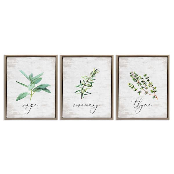 Stupell Industries Charm Summer Kitchen Herbs by Lettered and Lined 3 Pieces Floater Frame Typography Graphic Art Print 21 in. x 17 in.