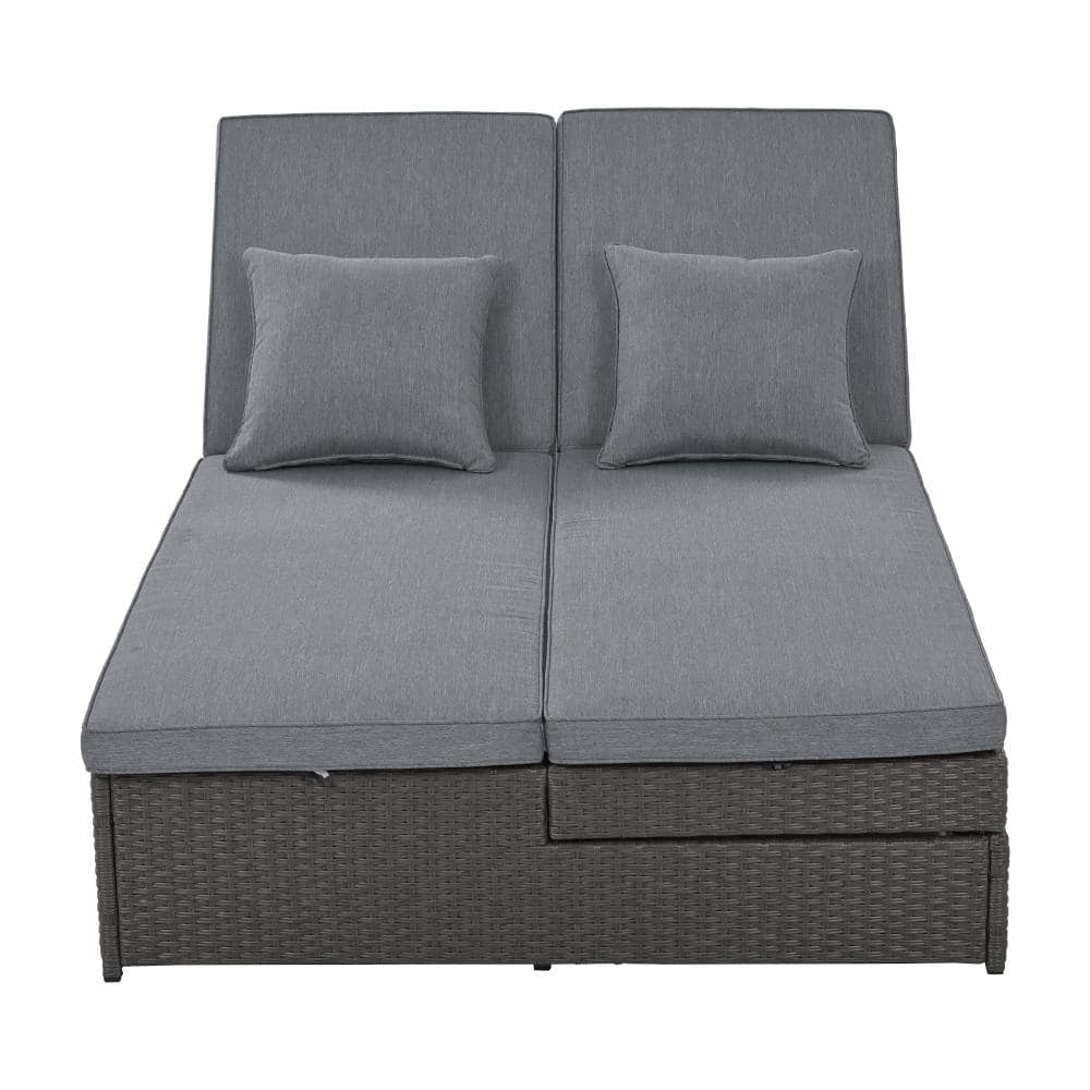 Gray Outdoor Wicker Double Daybed with Adjustable Backrest and Seat price history on PriceWatchPro