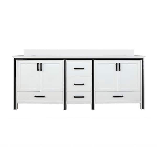 Ziva 84 in W x 22 in D White Double Bath Vanity and Cultured Marble Top