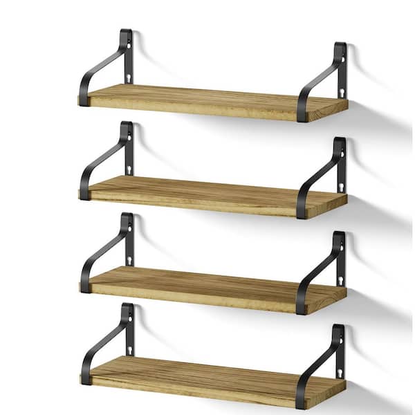 Unbranded 15.75 in. W x 6 in. D Oak Wood Floating Shelves for Wall (Set of 4) Decorative Wall Shelf